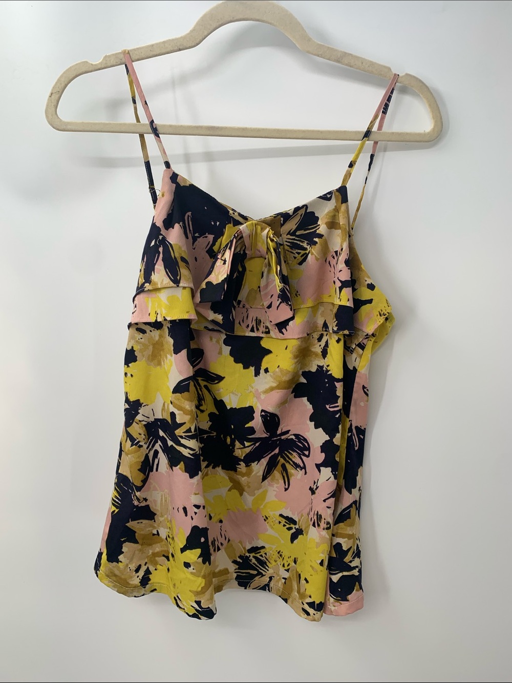 Banana Republic Women’s Yellow Pink Floral Cami Tank Top Petite Size 10P